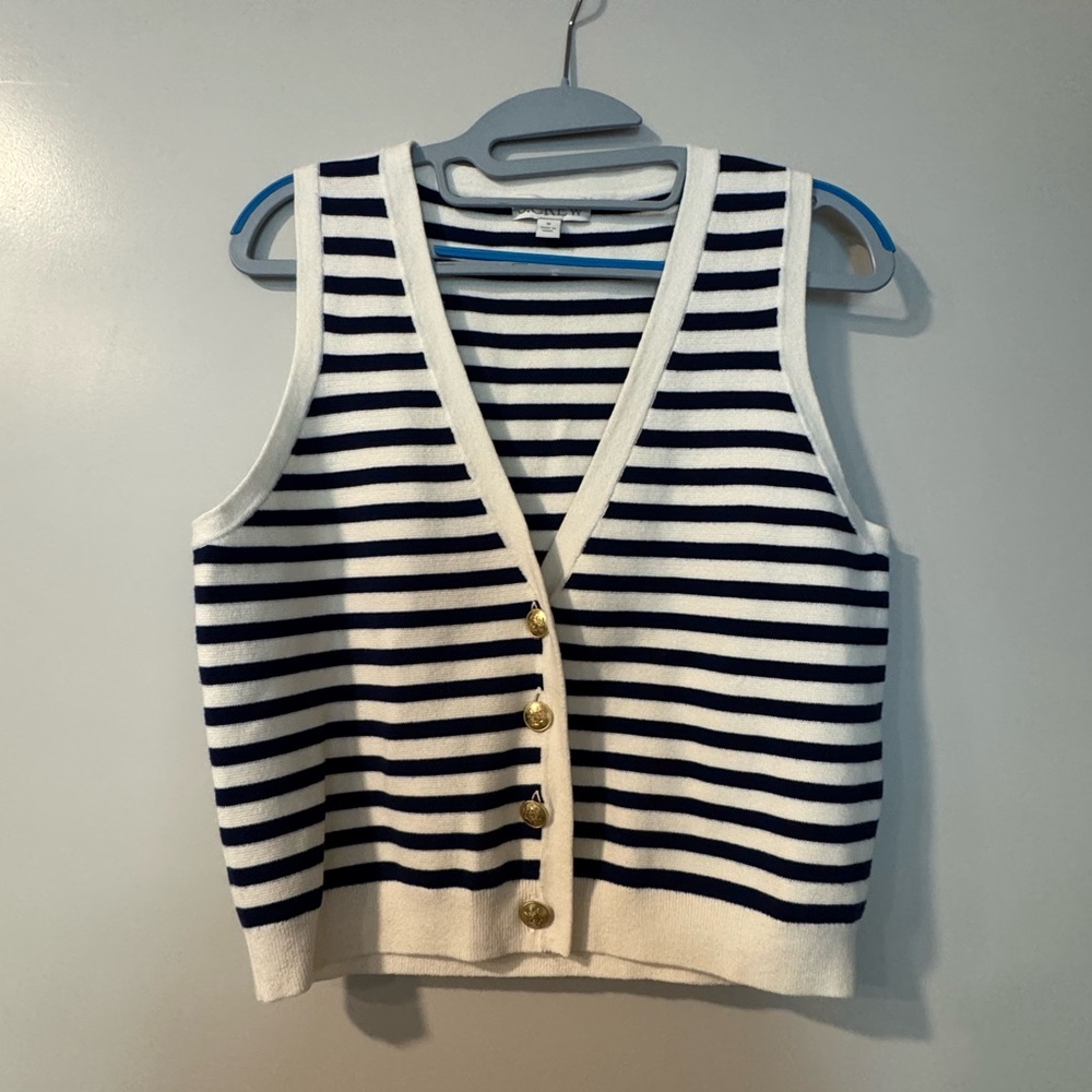 J. Crew Navy and White Striped Top